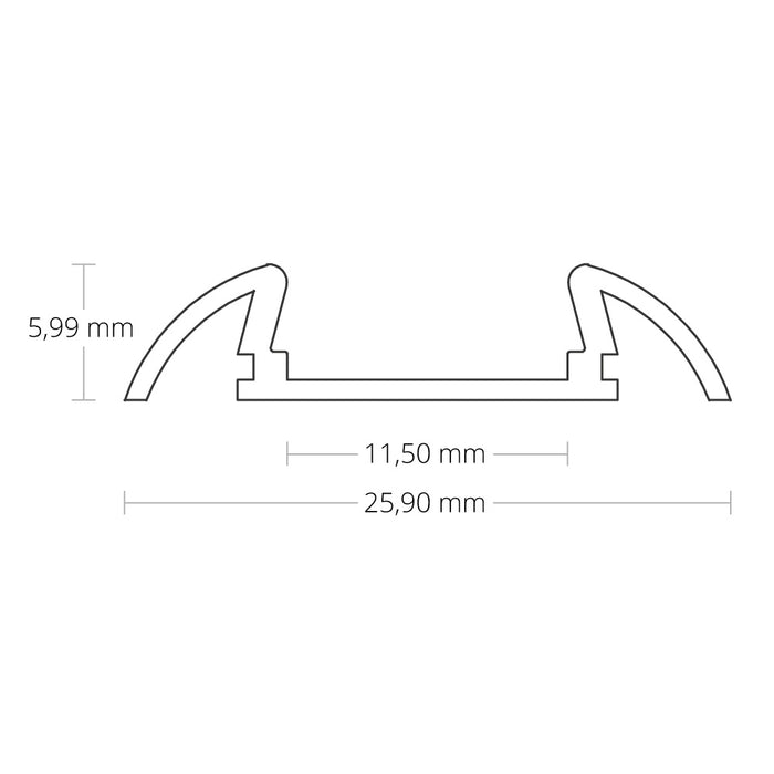 Alu Aufbau-Profil, flach, mit Flügelblenden, 1000mm pic2