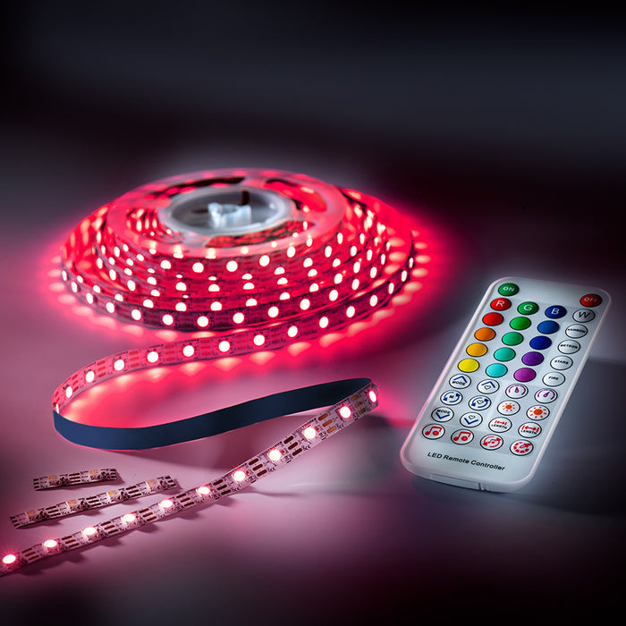 iFlex300 ECO LED-Streifen Set, RGBW, 300 LEDs, 5m, 5V, R2R, IR-Fernbedienung, Musiksensor
