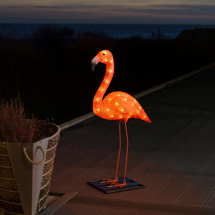 Konstsmide LED Acryl-Flamingo, 48 bernsteinfarbene LEDs 32494