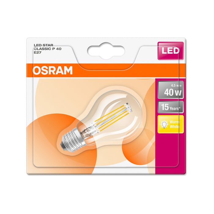 Osram LED RETROFIT P40 4,5W E27 klar non dim