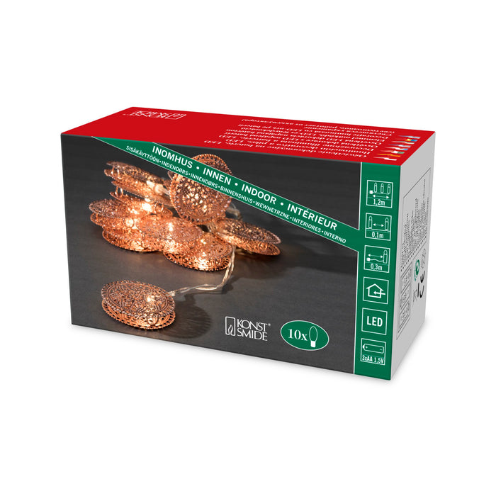 Konstsmide LED decorative light chain with copper-colored metal coins