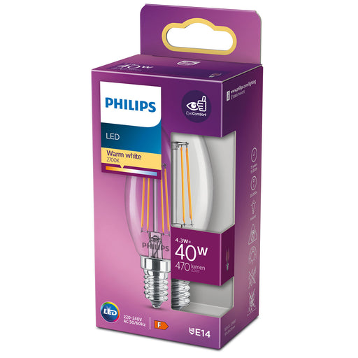 Philips Classic Filament LED-Lampe 4,3-40W E14 827 klar pic2
