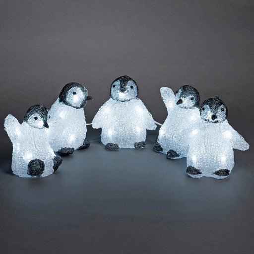 Konstsmide LED Acryl-Babypinguine kaltweiß, 5er-Set, 40 LEDs pic2