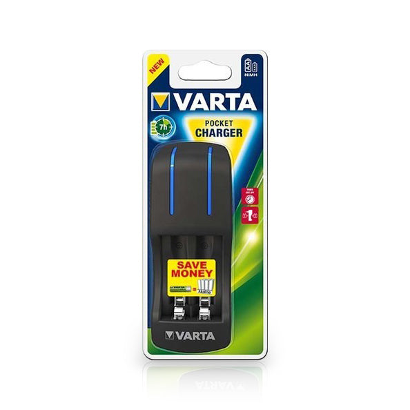 VARTA 57642 Pocket Charger Charger for 2 or 4 rechargeable batteries of the type AA-AAA incl. 4x AA rechargeable batteries