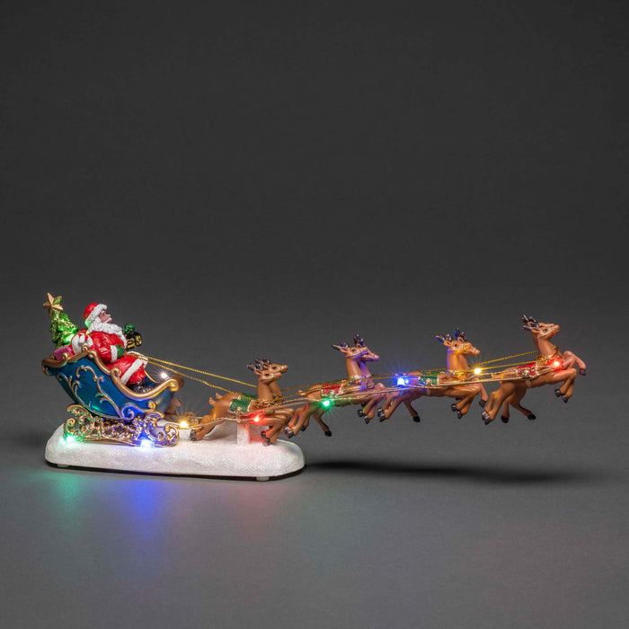 Konstsmide Santa Claus with sleigh, 10 colored LEDs