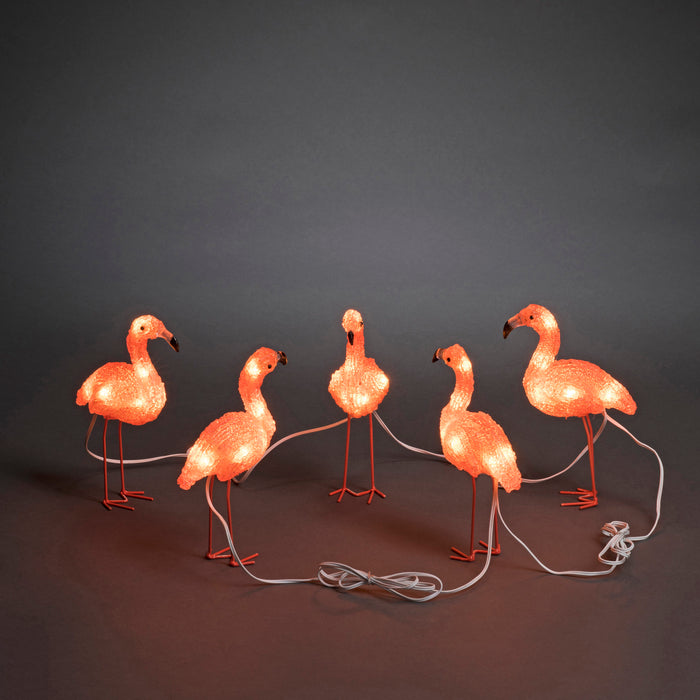 Konstsmide LED Acryl-Flamingos, 5er-Set, 40 bernsteinfarbene LEDs pic2