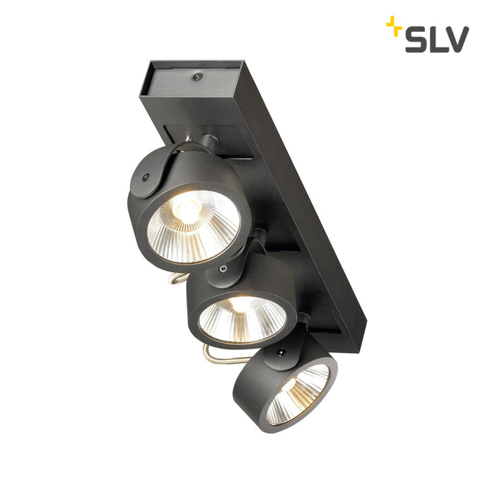 SLV Kalu 24° LED wall and ceiling light with 3 flames, black