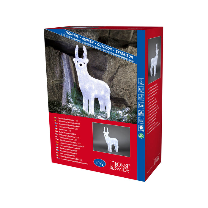 Konstsmide LED acrylic reindeer cool white, 40 LEDs