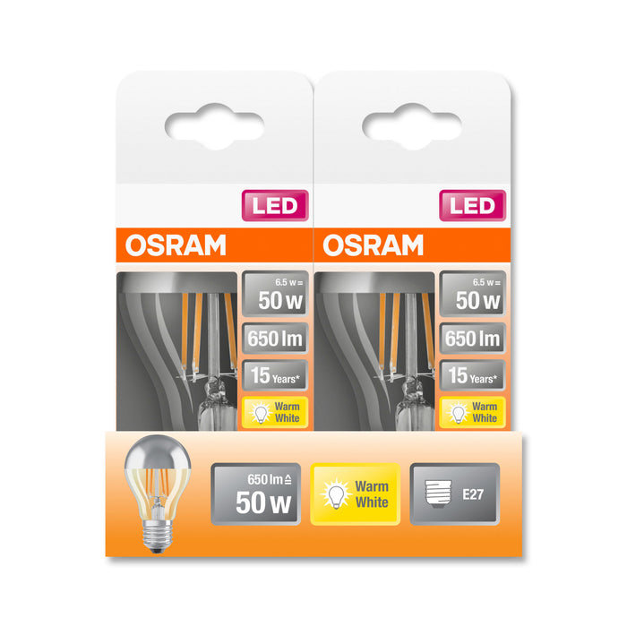 Osram LED STAR RETROFIT CLA 60 FIL Mirror silver non-dim 6.5W 827 E27